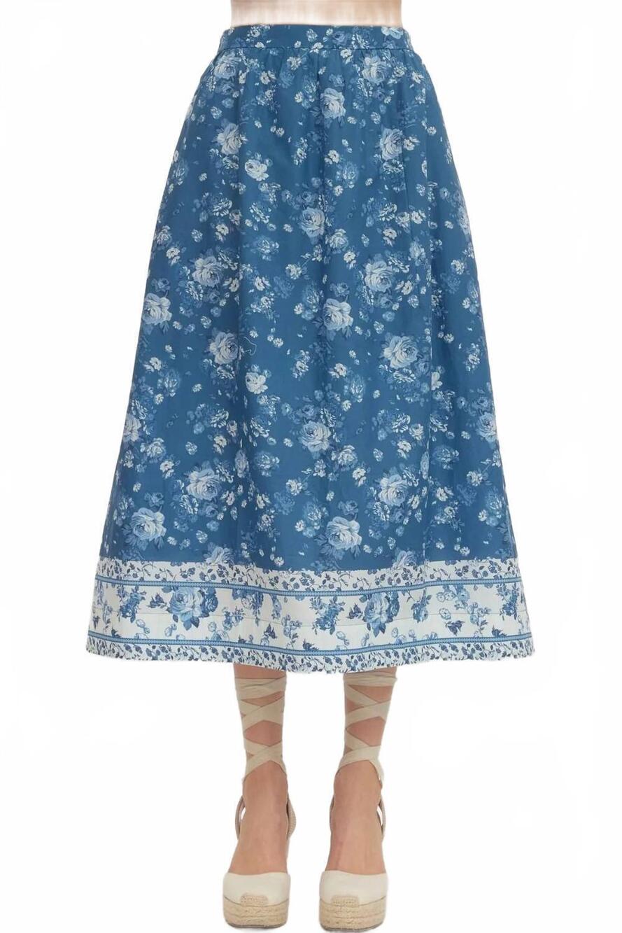 NEW ENTRO field of flowers skirt in indigo